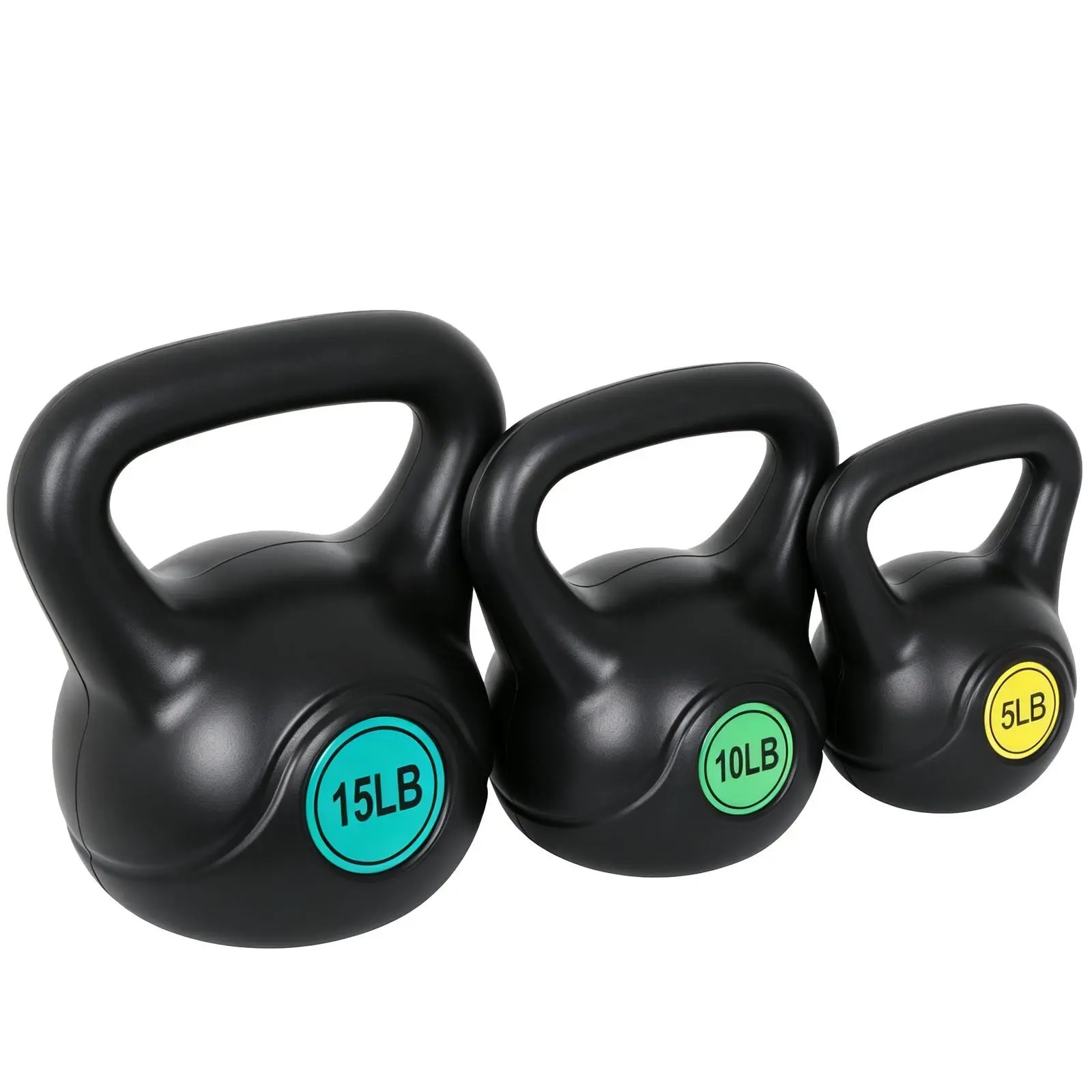 Zeny Kettlebell Set 5/10/15/20/25 LB PE Cement Sand Fill Gym Workout Weight Exercise