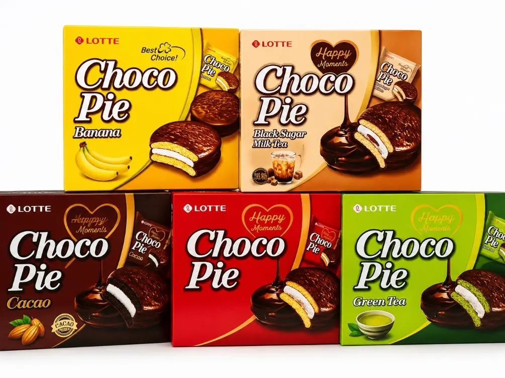 Lotte Choco Pie Variety Pack - Korean Marshmallow Chocolate Snack, Contains Egg, Made with Vegetable Oil, Available in 1/2/3 Packs