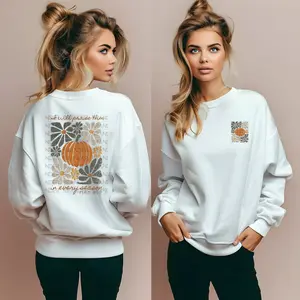 I Will Praise In Every Season DTF Graphic T-Shirt: Holiday Season, 100% Cotton, Oversized Relaxed Fit - Fabric