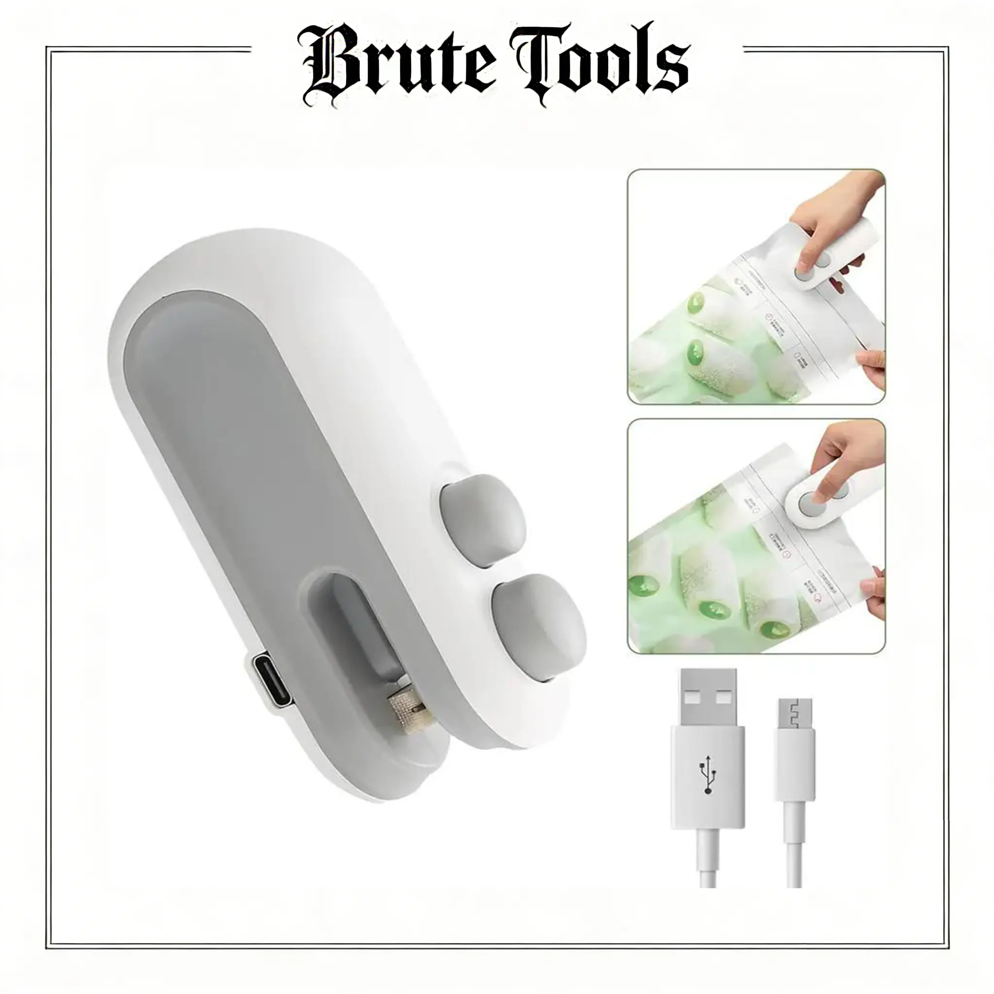 [Holiday Haul] 2-in-1 Cordless Electronic Mini Snack Bag Sealer, USB Rechargeable Heat Sealing Tool with Handheld Grip & USB Cable, Stainless Steel Gift-Ready Kitchen Tool for Food Freshness Preservation, Portable Plastic Bag Sealer for Picnic Use