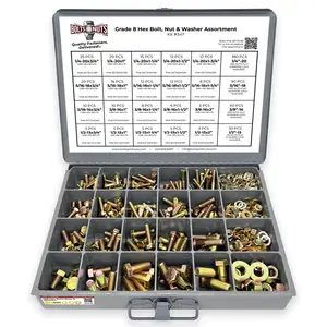 Inch Grade 8 Hex Cap Screws, Hex Nuts, Flat & Lock Washers 1/4", 5/16" 3/8", & 1/2"  - 575 PCS