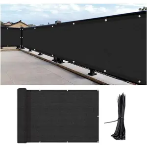 Balcony  Screen & Deck  Fence, 3x16.4FT Heavy Duty  Outdoor Wind Block Fence Covering for Patio, Stylish Seclusion Easy Installation, Black