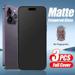 3 pcs Matte Screen Protector Glass Cover For iPhone 16 15 Pro Max 14 13 12 11 Pro Max Plus X XS MAX XR, Anti Glare, Anti Fingerprint, Shatterproof Sensitive Touch Quick Installation
