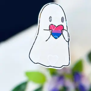 Bisexual cozy ghost 3” vinyl waterproof water bottle sticker