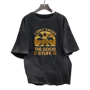 100% Cotton Washed T-Shirt – I Only Smoke The Good Stuff BBQ Pitmaster Tee