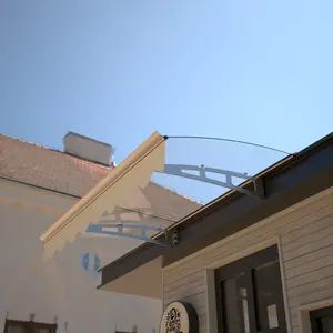 DA4734W Series Door Window Awning Made of  0.137 Inch Thick Crystal Solid Polycarbonate Sheet and Aluminum Alloy with Valance in size of 47" Wide x 34" Deep for Wooden Wall House    RR