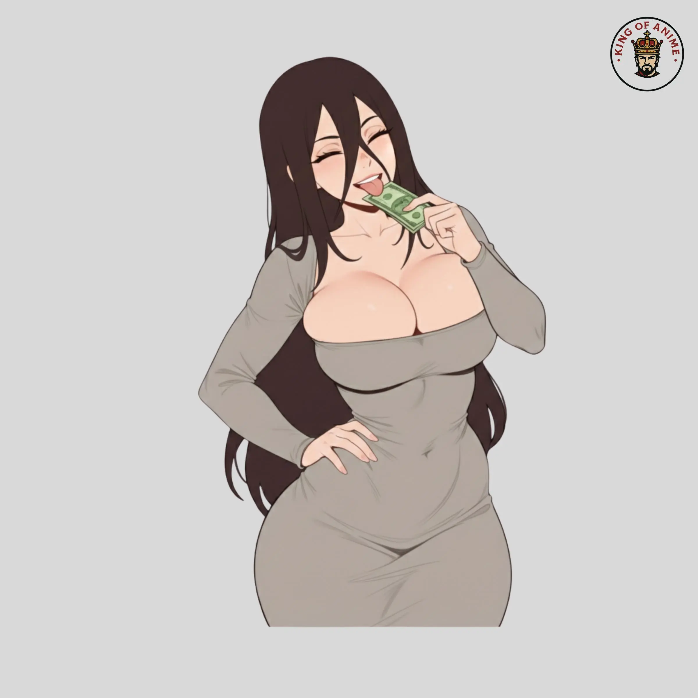 Money Girl Seductive Smirk Sticker, Cute Anime Vinyl for Laptops, Notebooks & Desk Decor