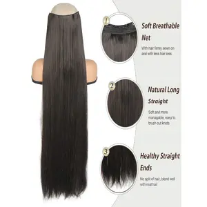 Brown Black Extra Long Straight Hair 5 Clips Hair Extensions Ponytail Extension For Ladies Girls 20~40 Inches Clip In Extensions Hairpieces For Women Suitable For Various Occasions Including Music Festivals, Parties, Cosplay, Holidays And All Seasons