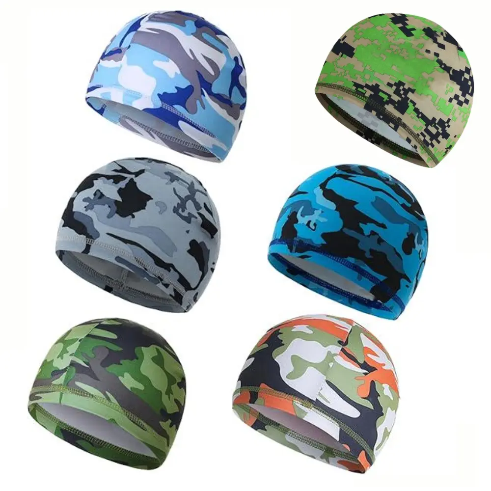 6 Packs Helmet Liner Skull Caps, Sweat Wicking Hard Hat Liner, Under Helmet Skull Cap, Moisture Wicking Running Sports Hat Cooling Head Wraps for Men Women