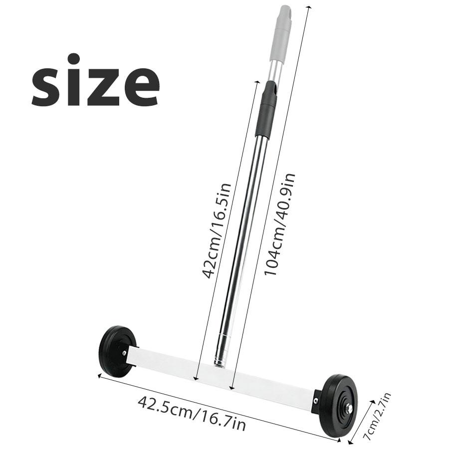 Rolling Magnetic Sweeper with Wheels,17-inch Push-Type Magnetic Pick Up Sweeper,Large Magnet Pickup Lawn Sweeper with Telescoping Handle, Easy Cleanup of Workshop Garage Yard for Construction Valentine's Day gift