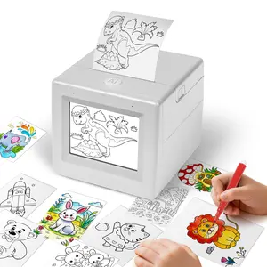 AI Printer Box, Smart Thermal Sticker Printer with Voice Control & Display, Inkless Portable Mini Printer for DIY & Creative Fun, Includes 5 Rolls of Paper