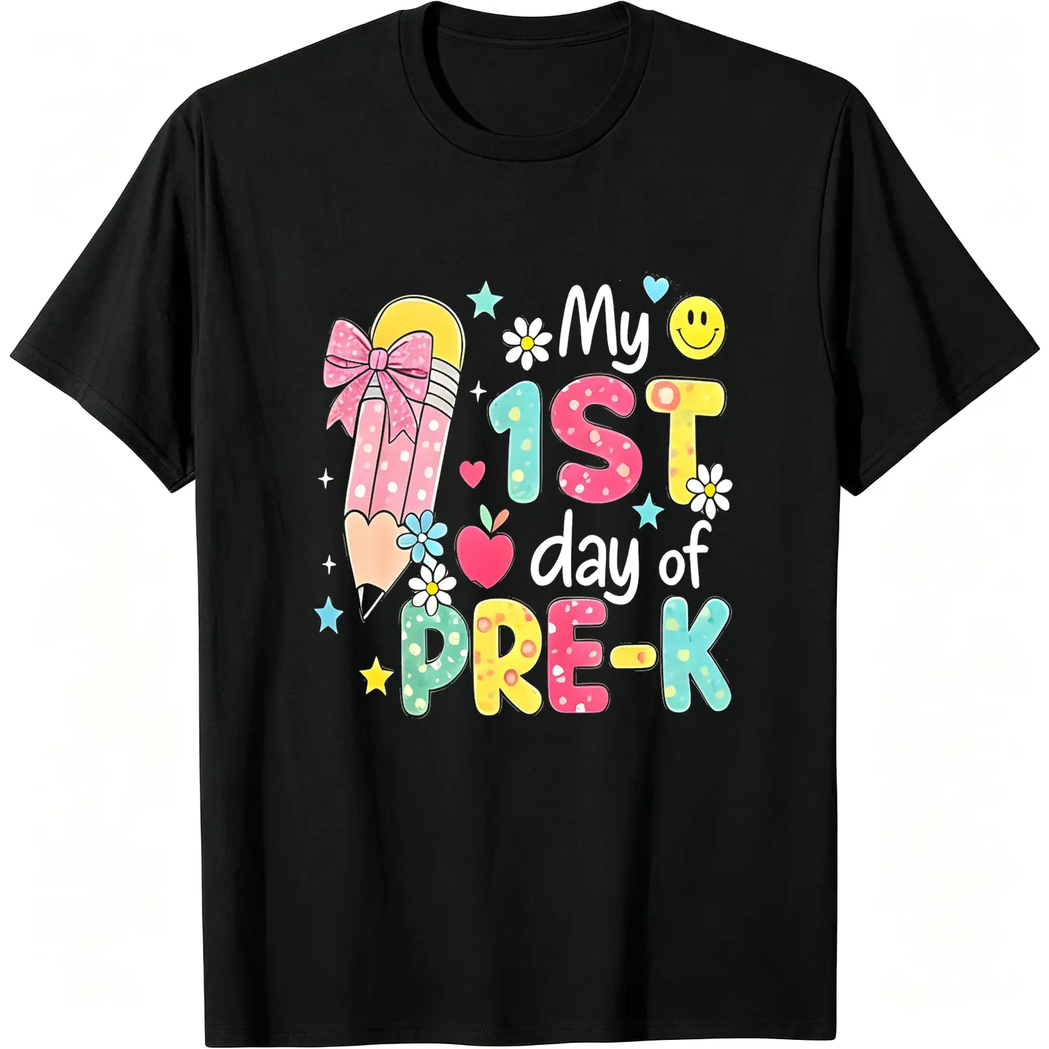 Kids Back To School Pre K Graphic Childrens Cotton T Shirt Childrens Cotton T Shirt Childrens Cotton T Shirt First Day Of School Outfit Short Sleeve Shirt For Girls Soft Breathable Comfortable Preschool Toddler Casual Everyday Wear