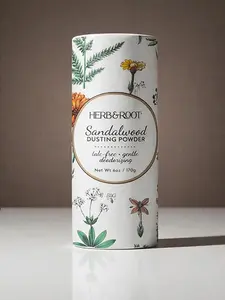 HERB & ROOT Sandalwood Talc-Free Dusting Powder with Arrowroot Oats Zinc & Magnesium for Deodorizing & Sweating Relief 6 oz Body Care Scented Vegetable