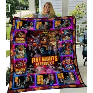 Horror Five Nights at Freddy's Flannel Blanket Soft Cozy Throw Blanket Featuring Freddy, Bonnie & Chica, FNAF Video Game Blanket for Bedroom, Sofa, Couch, Bed & Gaming Room
