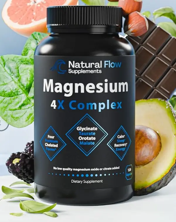 Magnesium 4X Complex 200mg Elemental Capsules | 4 Chelated Forms Glycinate, Taurate, Malate & Orotate | Oxide-Free & Citrate-Free Supplement for Calm, Sleep & Muscle Support | Gentle High Absorption Formula | 120 Capsules