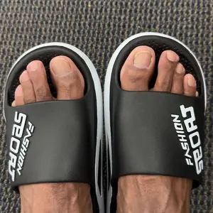 Men's Casual Letterd Print Non-slip Slides, Comfortable Soft Colorblock Slippers for Indoor Outdoor Beach Shower, All-match Commuter Shoes for Work & Daily Wear