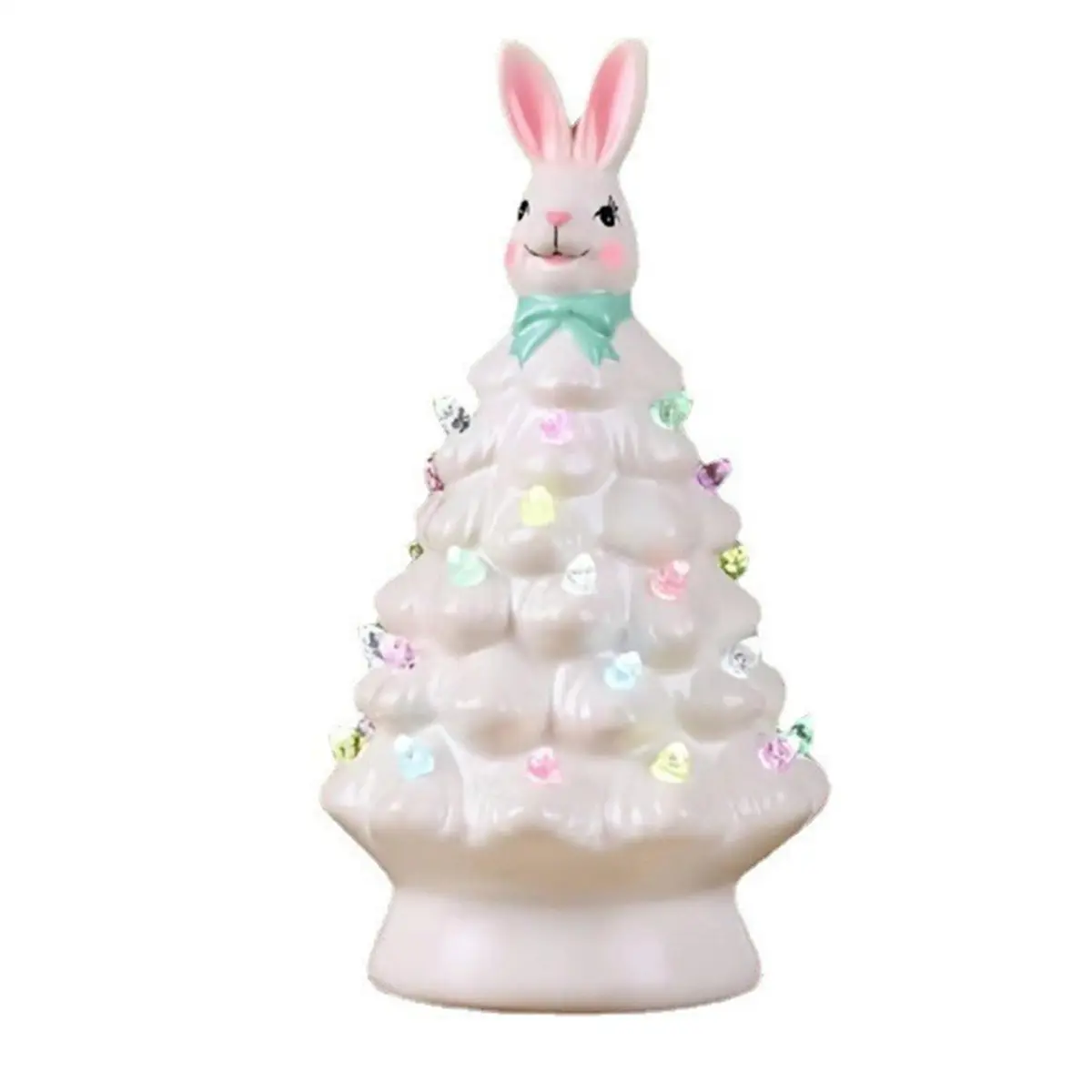 Durable Light Up Easter Bunny Ornaments - Electronic-Operated Resin Decorations with Colorful Lamp Beads, for Window Sill, Gnome-Themed Garden, Birthday Thanksgiving Gifts (Home Supplies, Bunny Hat Compatible)