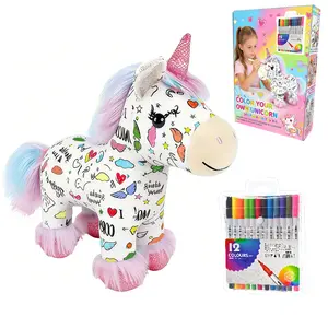 DIY Unicorn Painting Plush Art Kit - Repeatable Color & Wash Stuffed Toy | Fine Motor Skills Educational Activity, Screen-Free Family Time Toy Set for Toddlers