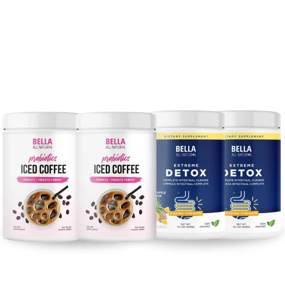 Bella All Natural Mix & Match (2 Probiotics Iced Coffee & 2 Colon Cleanse Powder...