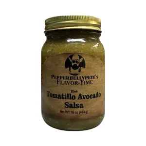 Pepper Belly Pete's Tomatillo Avocado Hot Salsa