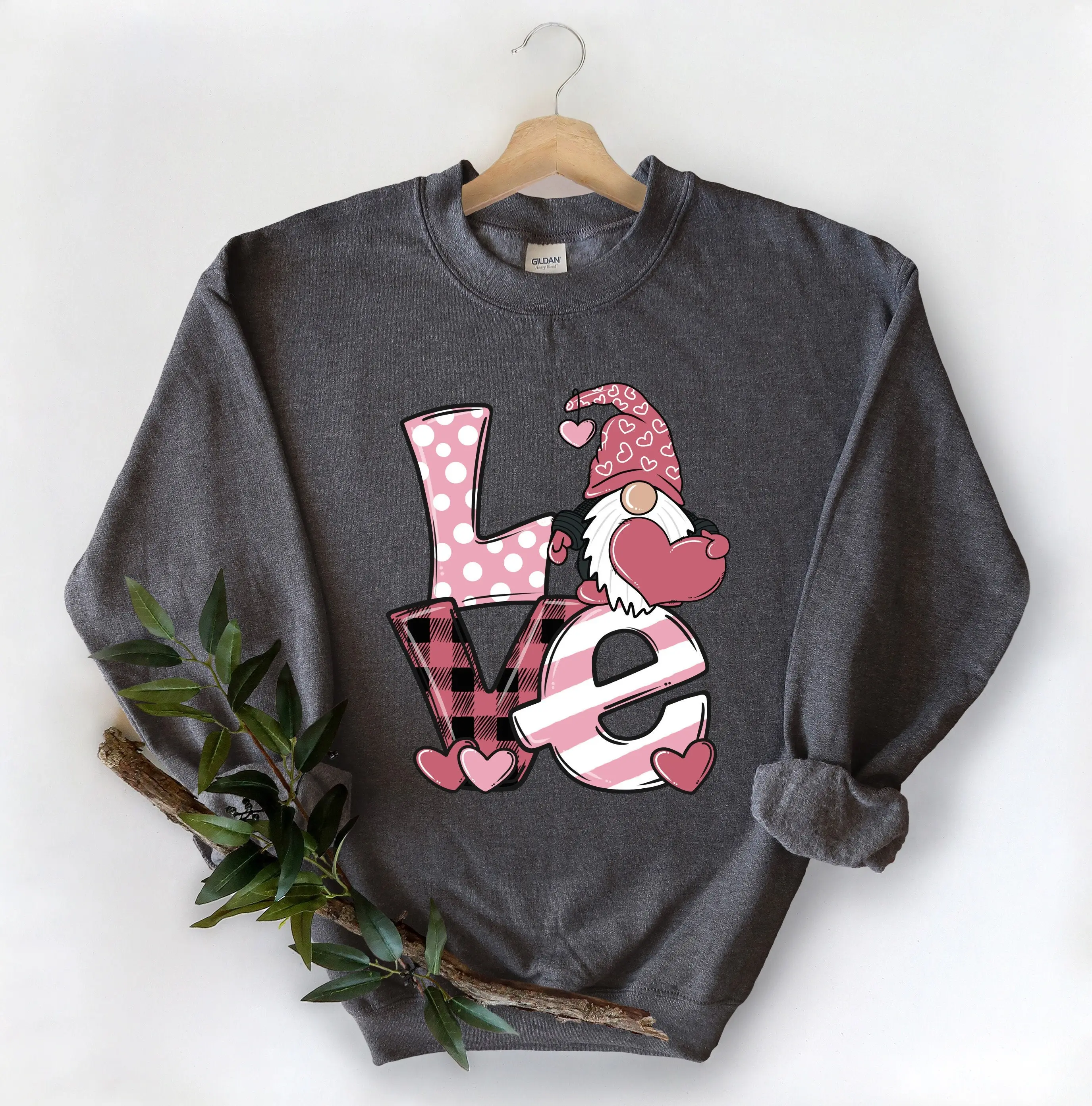 Gnome Valentine Sweatshirt Cute Love Gnome Whimsical Style