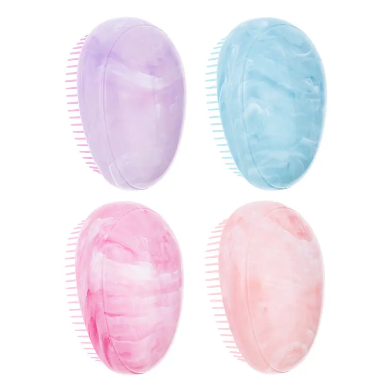 2PCS (Rose+Pink)Egg Shaped Hair Comb Air Cushion Dual Color Egg Marble Anti Comb Smooth Hair Pattern Comb Shaped Beauty in Lavender Blue Pink