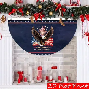 1pc Semi-Circular America 250 Years 1776-2026 Christmas Porch Banner, Patriotic Holiday Yard Fence Decoration for Home Party Bar Restaurant