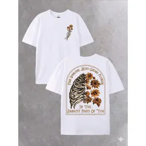 Find Someone Who Grows Flowers Rib Sunflowers Pattern Printing Street Style Washed T-shirt 230g Orca BBB Brand Is Suitable for Leisure, Outdoor Street, Party, Holidays, Gifts and Other Scenes.