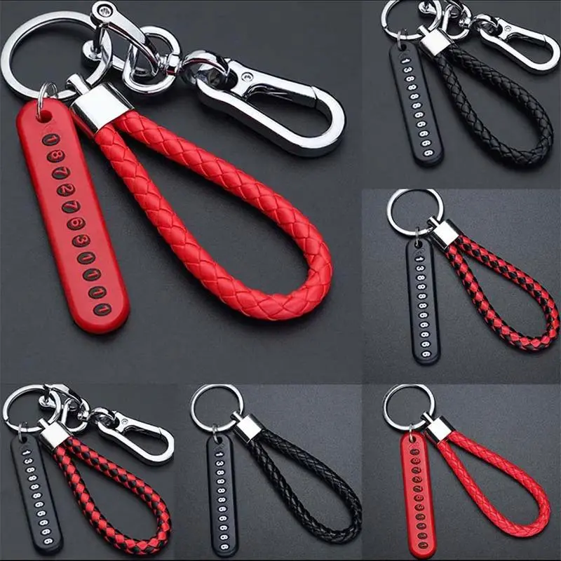 Anti-lost Phone Number Plate stainless steel keychain car key chains car sticker motorcycle accessories holder Keychain Lanyard