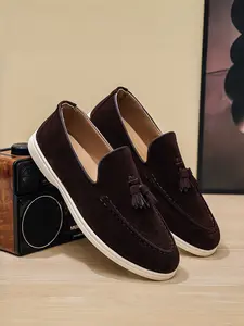Men's Business Casual Loafers, Soft Sole Comfort Slip-On Shoes with Tassel Decor, Fashionable Versatile Commuter Single Shoe
