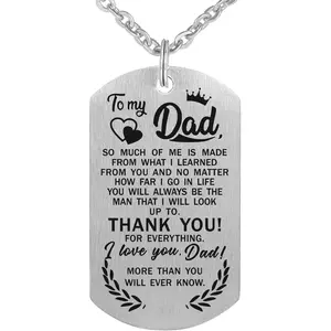 To My Dad Necklace Men Military Dog Tag Necklace Jewelry for Father