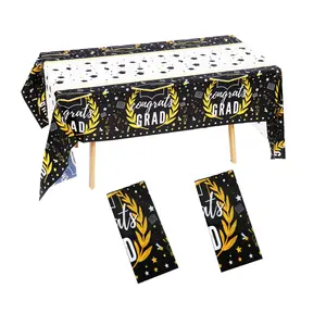New graduation season party tablecloth college graduation ceremony disposable PE tablecloth graduation season banner decorative table cloth