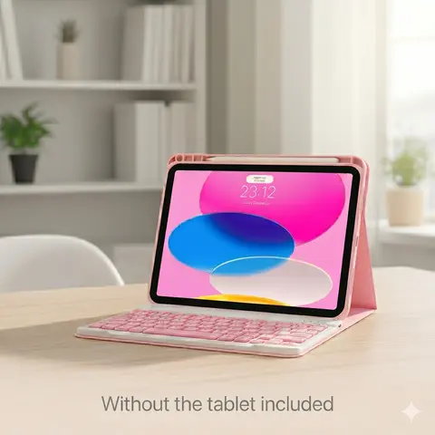 Pink Productivity Powerhouse iPad 10th Gen (10.9") Keyboard Case | Detachable Bluetooth Keyboard & Built-in Pencil Holder