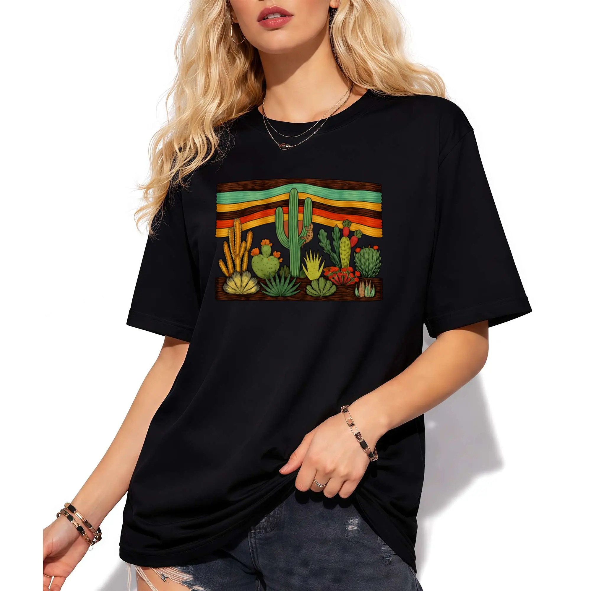 Desert Cactus Shirt, Southwest Cactus Tee, Boho Western Shirt, Arizona Desert Graphic Tee, Retro Desert Shirt