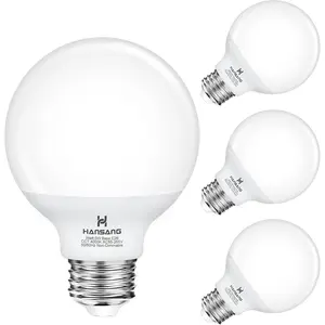 Vanity Barthroom Light Bulbs, E26 Base G25 LED Globe Bulb 4000K Natural Daylight, 5W (60 Watt Equivalent) Non-dimmable Vanity for Bathroom Mirror and Decoration Lighting, 4 Pack