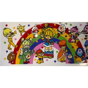 Retro Rainbow Kids UV DTF Wrap | Nostalgic Cartoon Tumbler Decal | Colorful 80s/90s Style Cup Wrap | 20oz Skinny