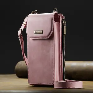 Vintage Faux Leather Shoulder Phone Wallet with RFID Blocking, Compatible with iPhone Samsung Galaxy, Detachable Wrist Strap, Magnetic Closure, Casual Crossbody Bag