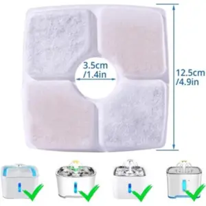 Pet Water Dispenser Filter, Square Filter Set with Activated Carbon, Ion Resin Filter Cotton, 4 Pack/8 Pack for Clean Drinking Water