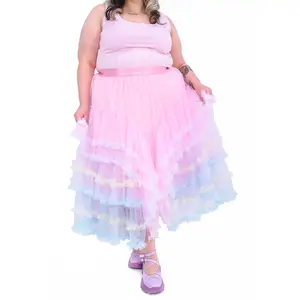 Rainbow Ruffle Maxi Skirt