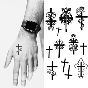 2 Sheets Waterproof Small Cute Fake Hand Finger Wrist Temporary Tattoos Stickers Cross Snake Love Spider Webs
