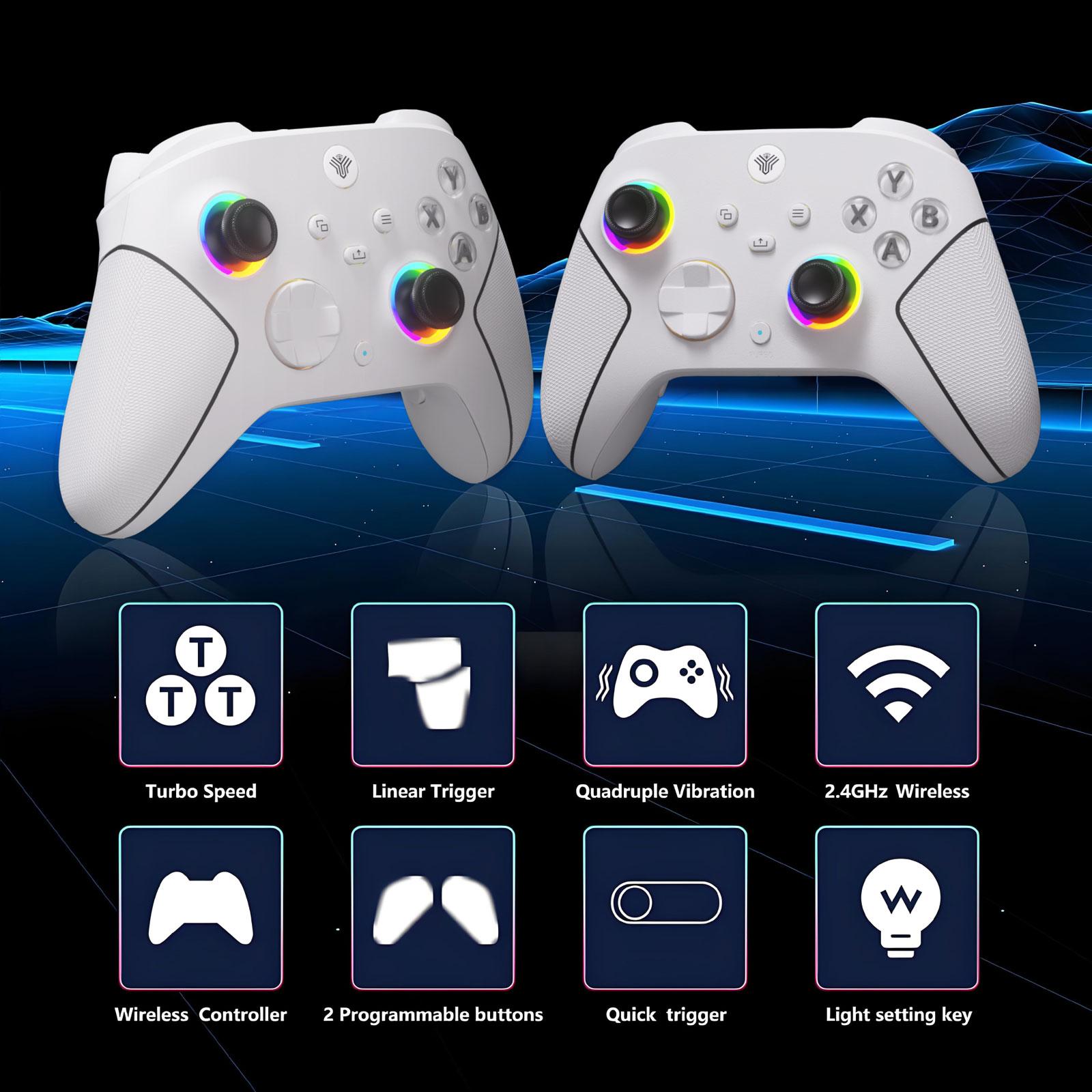 YUYIU Hall Xbox Wireless Controller for Xbox Series X|S & Steam PC with 7 RGB Lights Dual Vibration Turbo Programmable 3.5mm Audio Jack 1000mAh Battery