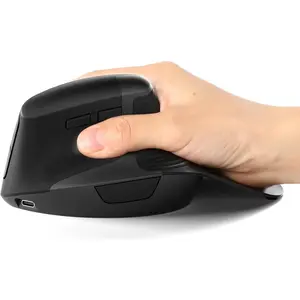 MOE302 Vertical   with Palm Rest, Rechargeable   for Wrist , -Click Desktop Shortcut, Silent Click, 4 DPI, USB & Type-C Receiver, for Laptop & PC(Black)
