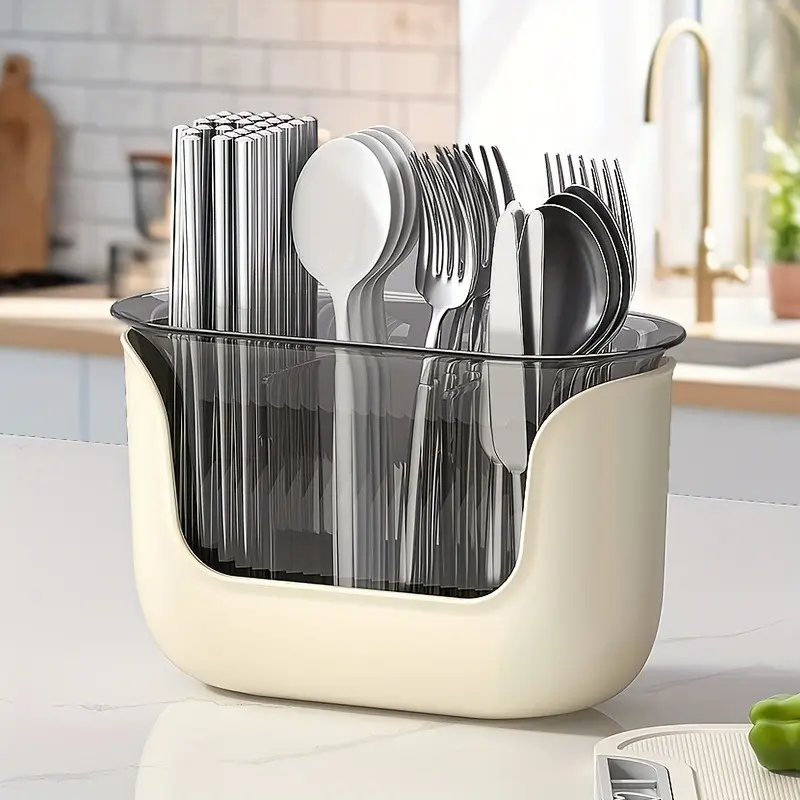 Chopstick holder storage box, Modern kitchen countertop, spoon, tableware, drainage rack, partitioned chopstick cage, tableware storage
