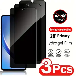 3-Pack Tempered Glass Privacy Protection Smartphone Screen Protector for Samsung Galaxy S26/S26 Plus/S26 Ultra/S25 S24 S23 S22 Ultra S25 S24 S23 S22 Plus FE - Anti-Spy, Anti-Fingerprint, High Clarity, Bubble Free, Compatible with Fingerpri...