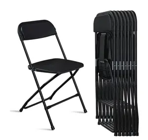 6 Pack Plastic Folding Chairs Black Heavy Duty Indoor Outdoor Portable Stackable Chairs for Party Office Event