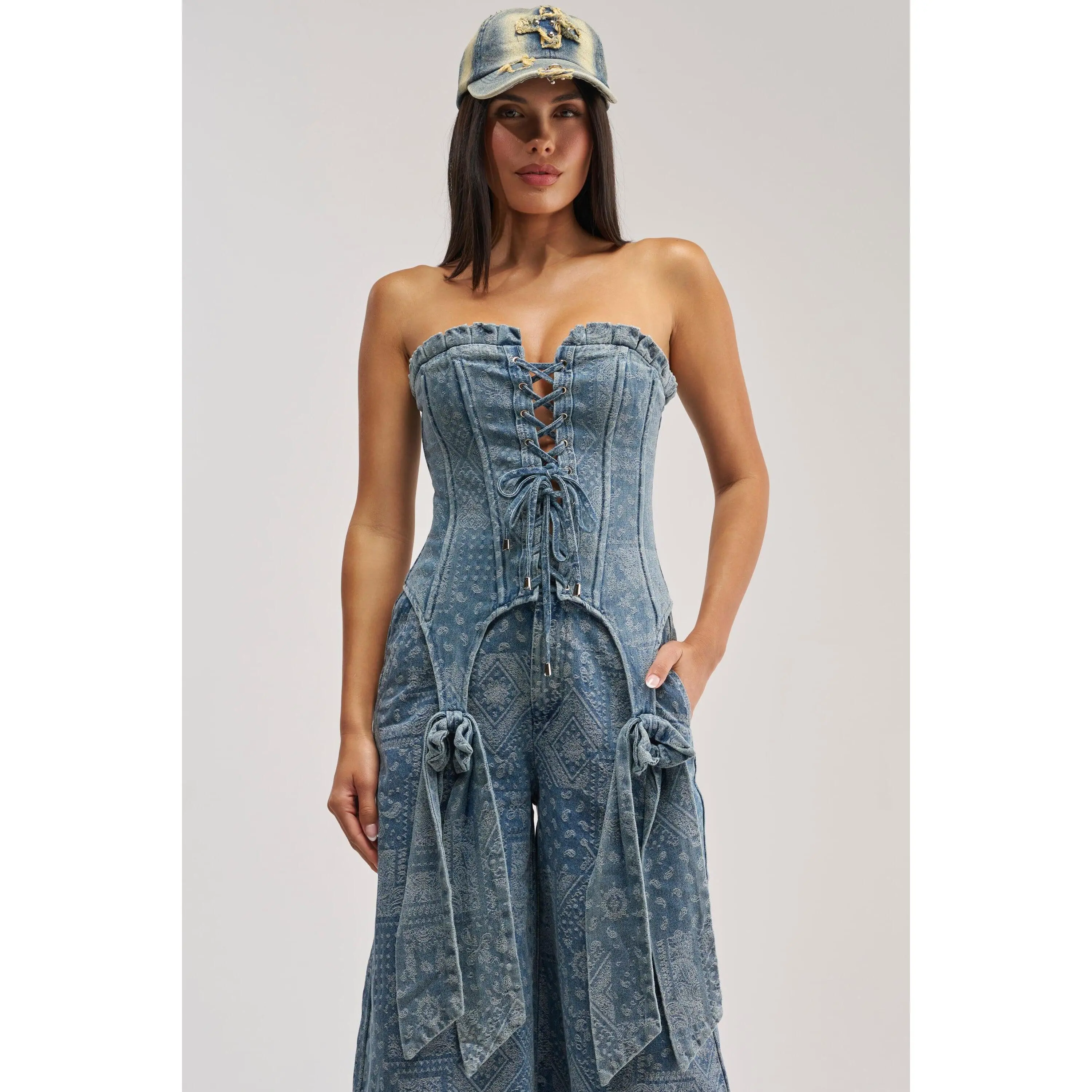 DREAMING BIG PAISLEY DENIM CORSET