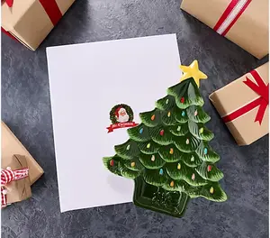 Mr. Christmas 14" Nostalgic Holiday Platter with Gift Box Ceramic Santa Design for Cookies & Snacks Festive Christmas Decor