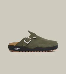 VAGABOND LEATHER DARK GREEN DRIFT CLOGS