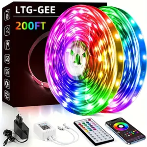Music Sync LED Strip 200FT RGB Color Changing Lights 10 Modes Bluetooth Smart App Control Easy Installation for Room Aesthetic Create Your Dream Room