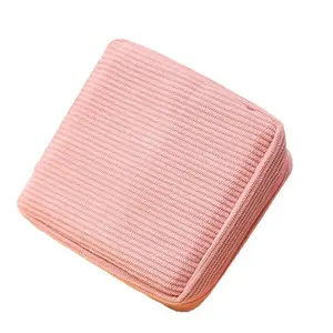 Portable Velvet Menstrual Period Bag, Travel Makeup Organizer, Durable Sanitary Napkin Storage Pouch, Zipper Closure, for Women & Students, Cosmetic Pouch